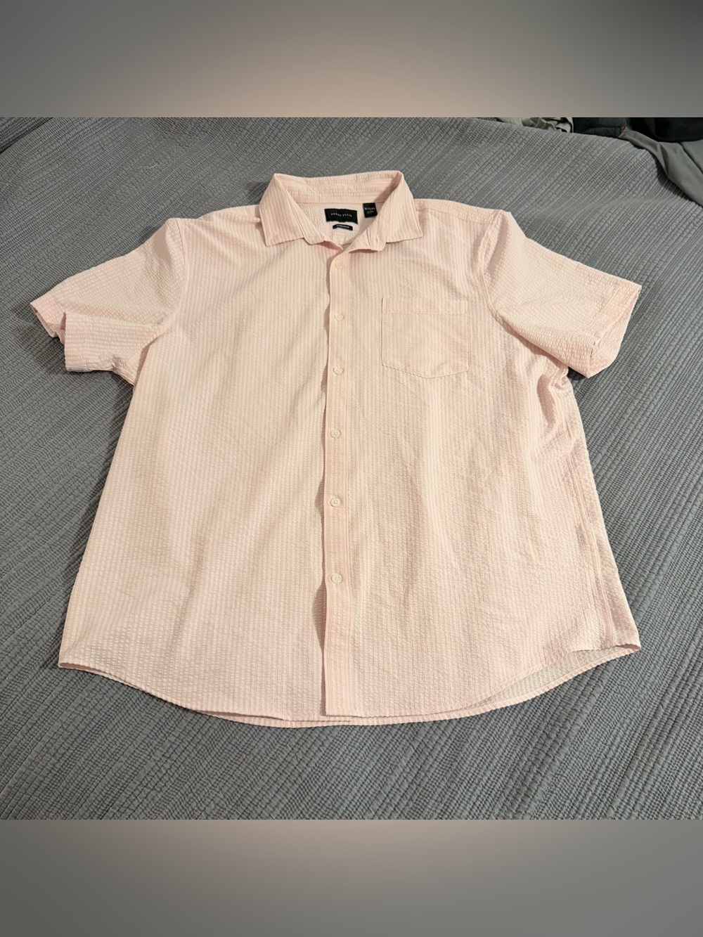 Perry Ellis Men’s Light Pink Short Sleeve Button-Down Shirt Size XL